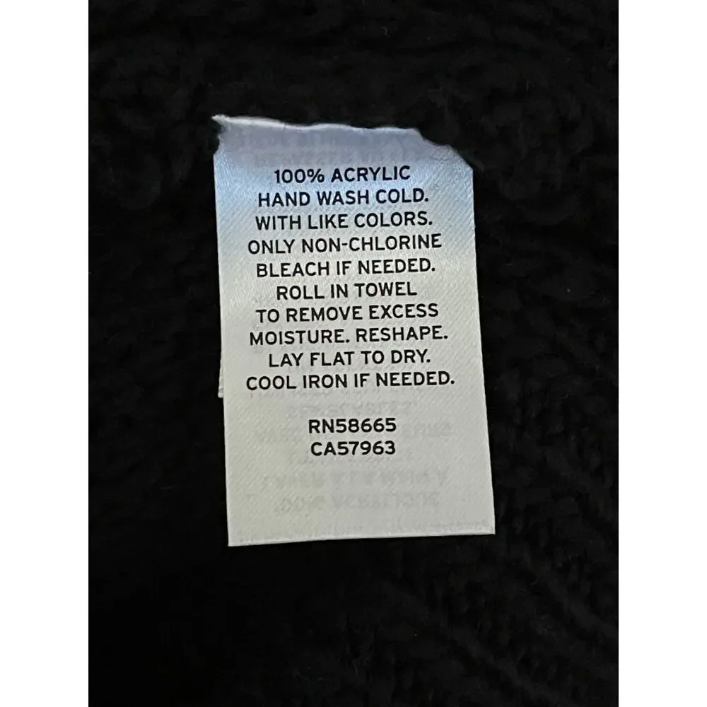 Treasure & Bond Womens Black Fuzzy Cozy Loop Yarn Front Zip Cardigan Large NWT